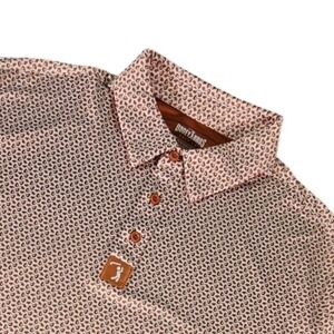 Bogey Bros Golf Co Polo Shirt Mens XL Orange White Circle Game Gottem Hand Print